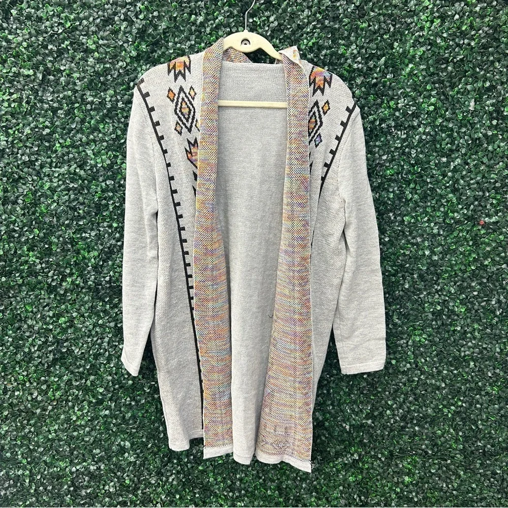 SHEIN EMERY ROSE Graphic Detail Cardigan W/ Hoodie - Size L!